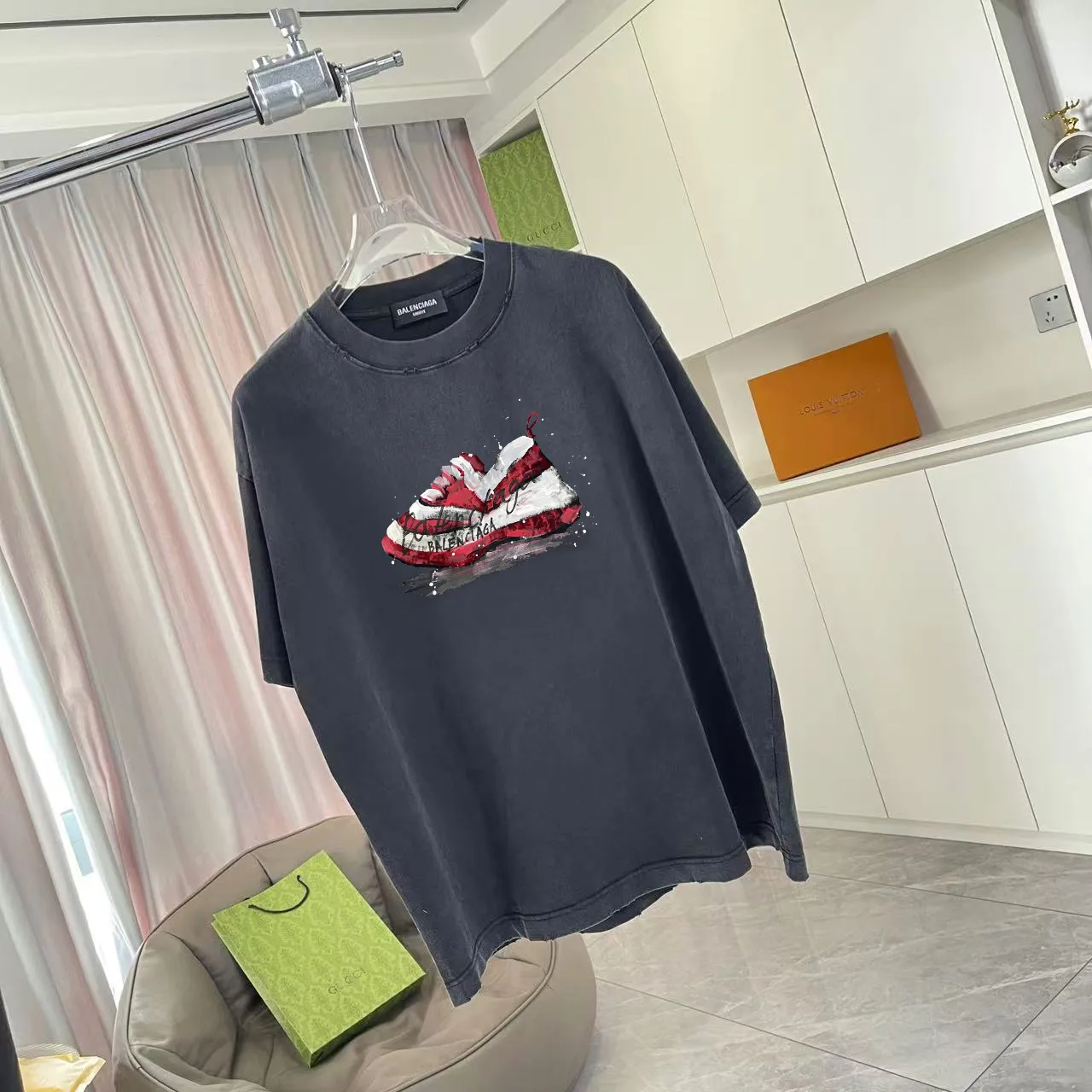 BALENCI*GA 2026 New Arrival logo 320g T Same Style Size：S M L XL XXL ：Black White Purple Gray